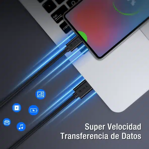 CABLE 1HORA NEGRO CAB185 CON ENTRADA USB - Imagen 5