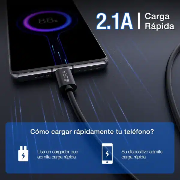 CABLE 1HORA NEGRO CAB185 CON ENTRADA USB - Imagen 4
