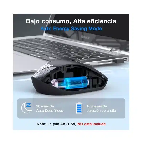 MOUSE INALAMBRICO 1HORA RAT001 NEGRO - Imagen 4