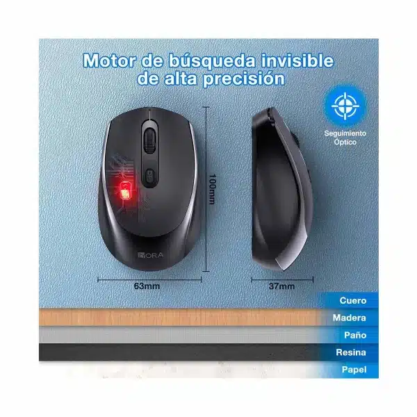 MOUSE INALAMBRICO 1HORA RAT001 NEGRO - Imagen 3