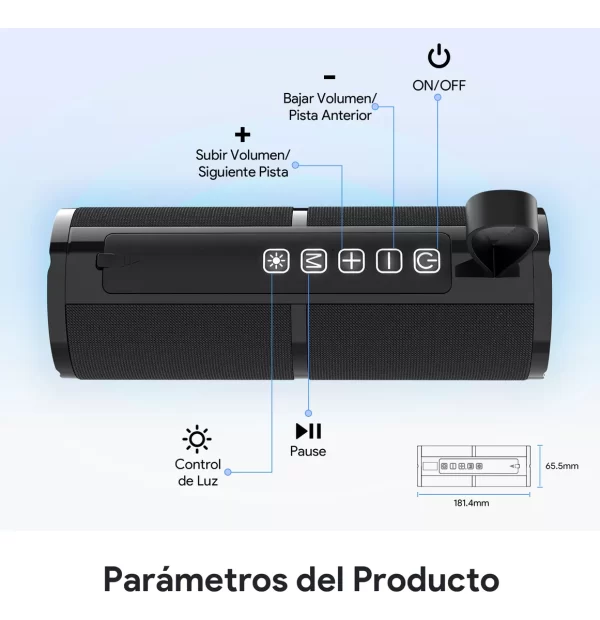 BOCINA INALAMBRICA 1HORA BLUETOOTH NEGRA - Imagen 4