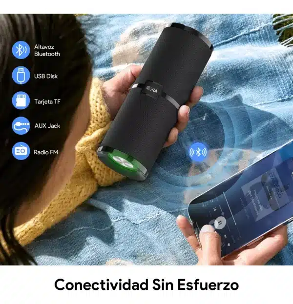 BOCINA INALAMBRICA 1HORA BLUETOOTH NEGRA - Imagen 3