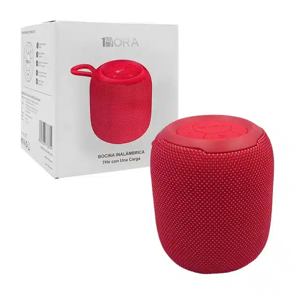 BOCINA INALAMBRICA 1HORA BLUETOOTH ROJA - Imagen 3