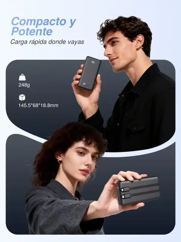 BATERIA POWERBANK 1HORA NEGRA GAR148 100 - Imagen 5