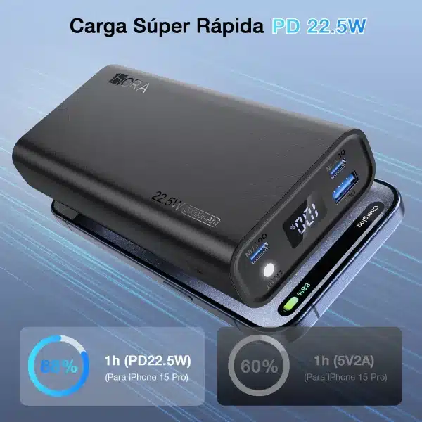 BATERIA POWERBANK 1HORA NEGRA GAR158 200 - Imagen 5