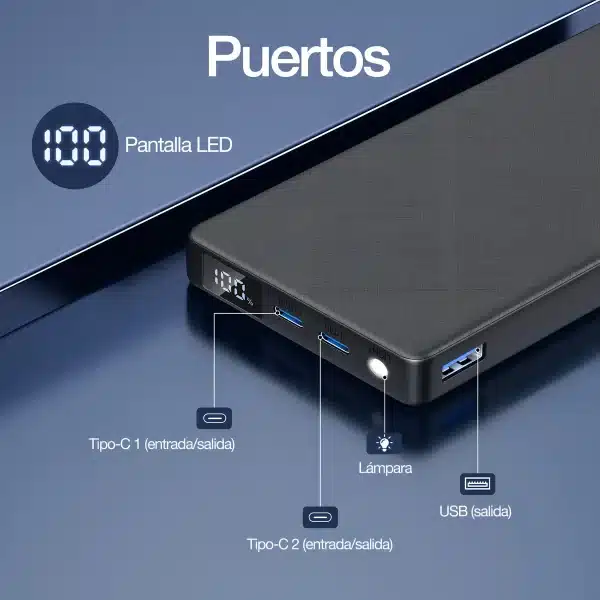 BATERIA POWERBANK 1HORA NEGRA GAR264 100 - Imagen 4