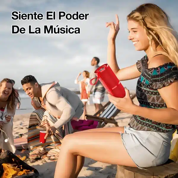 BOCINA INALAMBRICA 1HORA BLUETOOTH ROJA - Imagen 5