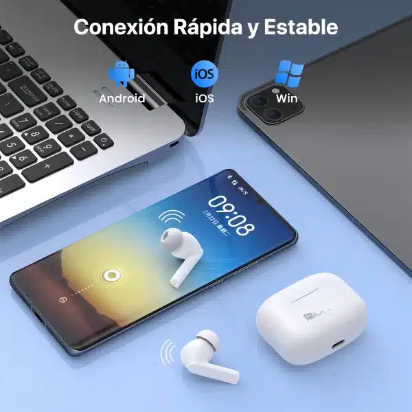 AUDIFONOS 1HORA BT TWS BLANCO AUT 206 - Imagen 4