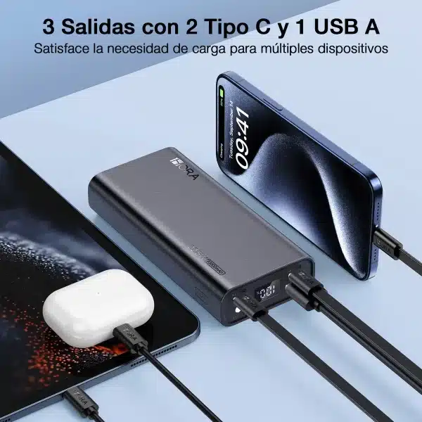 BATERIA POWERBANK 1HORA NEGRA GAR158 200 - Imagen 2