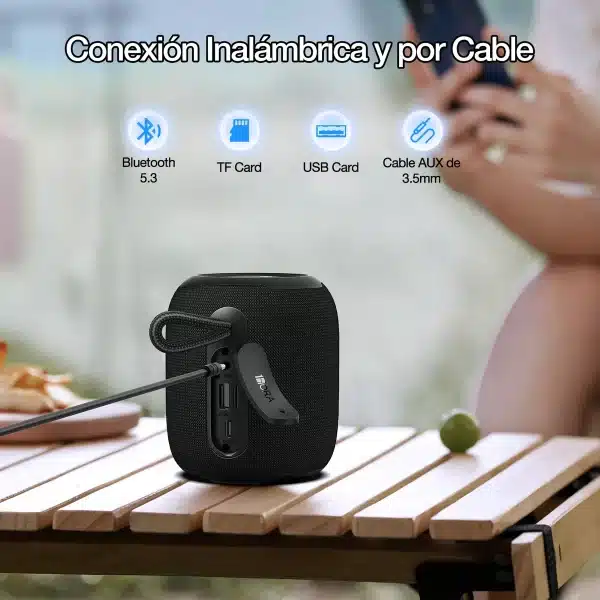 BOCINA INALAMBRICA 1HORA BLUETOOTH NEGRA - Imagen 2